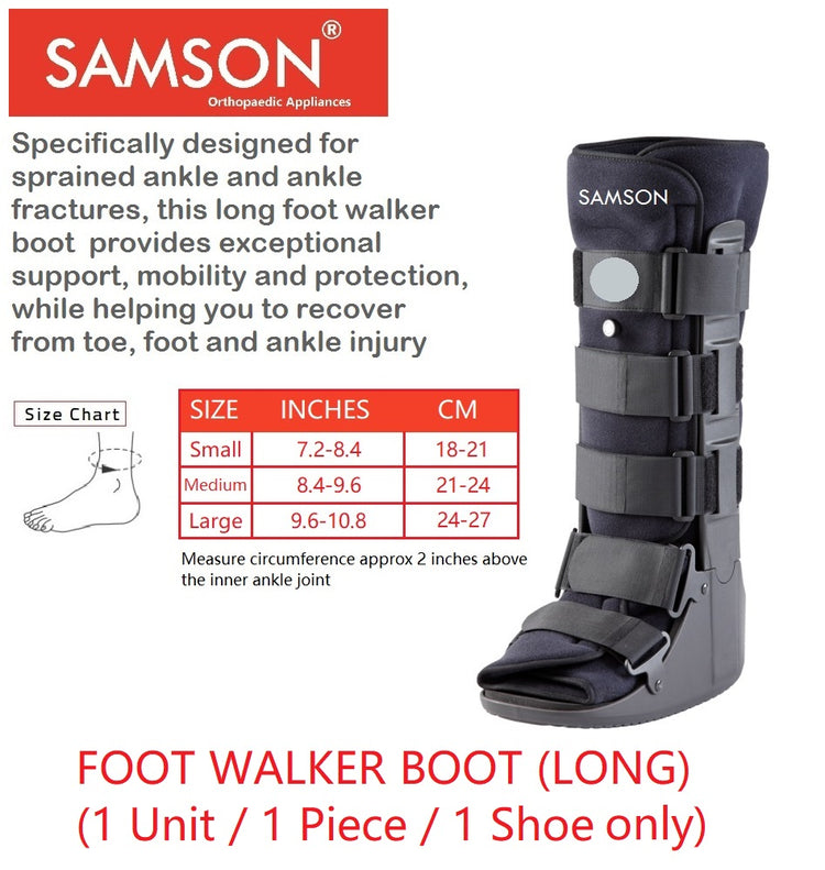 Samson Foot Walker (Boot) With Airway : Promotes Natural Gait, Reduces Plantar Pressure and Enhances Stability (For Full Protection and Rigid Immobilization) (Colour: Black / White / Grey As per Availaibility)