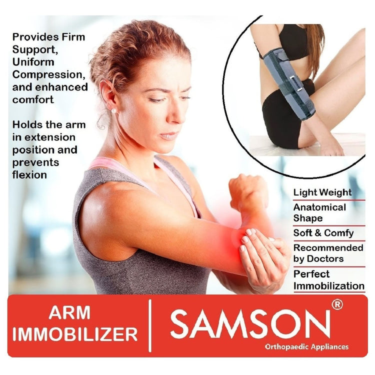 Samson Arm Immobilizer Brace (Elbow Splint Support) : Lightweight Breathable Anatomically Shaped Wrist Elbow Support for Dislocation, Fracture, Sprains & Broken Arm (Universal Size)