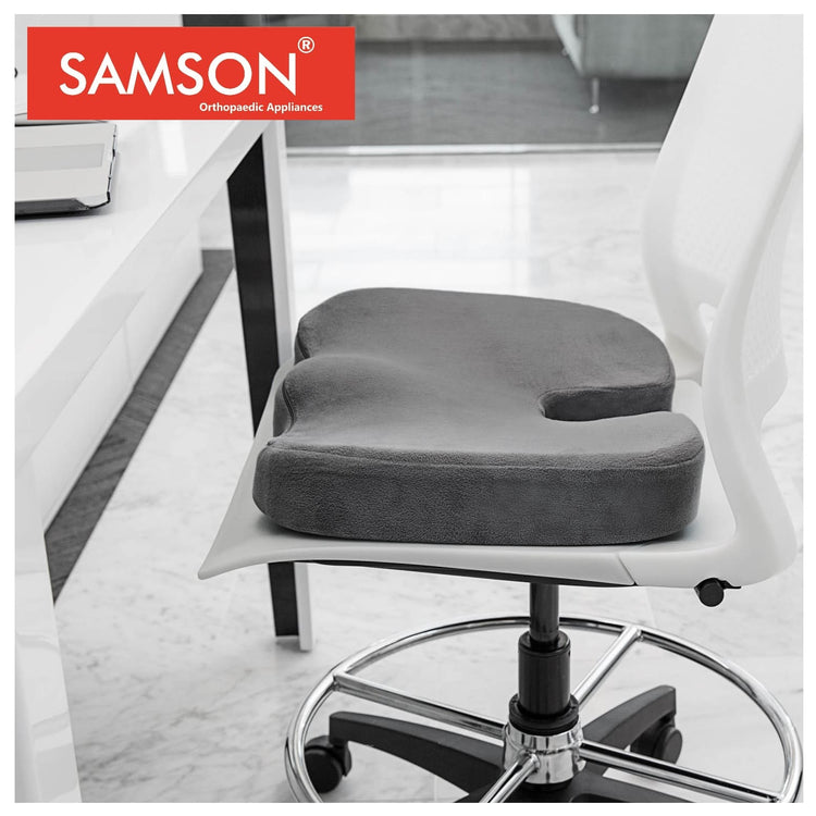 Samson Tailbone Support Pillow (COCCYX Cushion) With Memory Foam (For Sciatica, Coccyx, Orthopaedic, Tailbone, Piles, Hemorrhoid & Pregnancy) For Office, Home, Flights & Car (18" x 14" x 3") (Size : Universal)