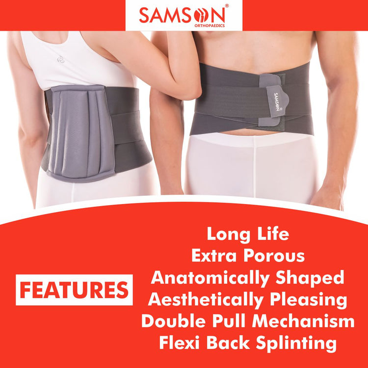 Samson Lumbo Sacral Belt (Double Support) : Light Weight, Long Life, Custom Fit (For Vertebral Fracture, Spinal Injuries, Lumbar Spondylitis & Postural Fatigue) (For Women & Men)