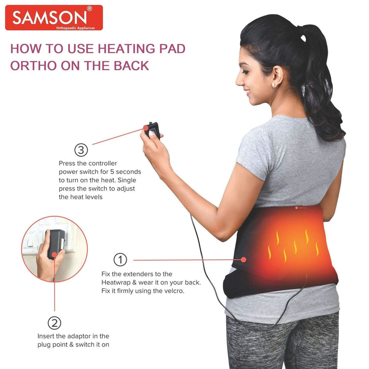 Samson Heating Pad Ortho (Electronic) : Ideal for Period Pain, Spinal Pain, Joints Pain, Muscular Pain, Boils, Abscesses, Cervical Spondylosis, Safe 4-Layer Insulation & Dual Thermostat, 3-Level Heating Control, Shock Proof (Standard - Regular)