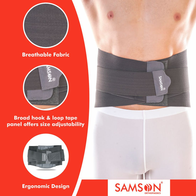 Samson Lumbo Sacral Belt (Double Support) : Light Weight, Long Life, Custom Fit (For Vertebral Fracture, Spinal Injuries, Lumbar Spondylitis & Postural Fatigue) (For Women & Men)