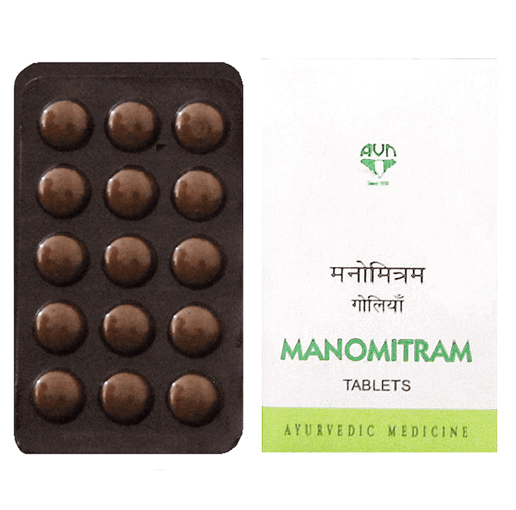 AVN Manomitram Tablets : Reduces Anxiety, Depression, Mental Stress, Increases Concentration, Grasping Power, Memory (90 Tablets)