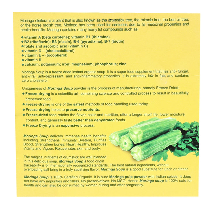 Conybio Moringa Instant Soup (Indian Spices) : 100% Organic & Natural Properties (Gluten Free, No MSG, Low Sodium, Freeze Dried) - Pack of 2 (20 Sachets)
