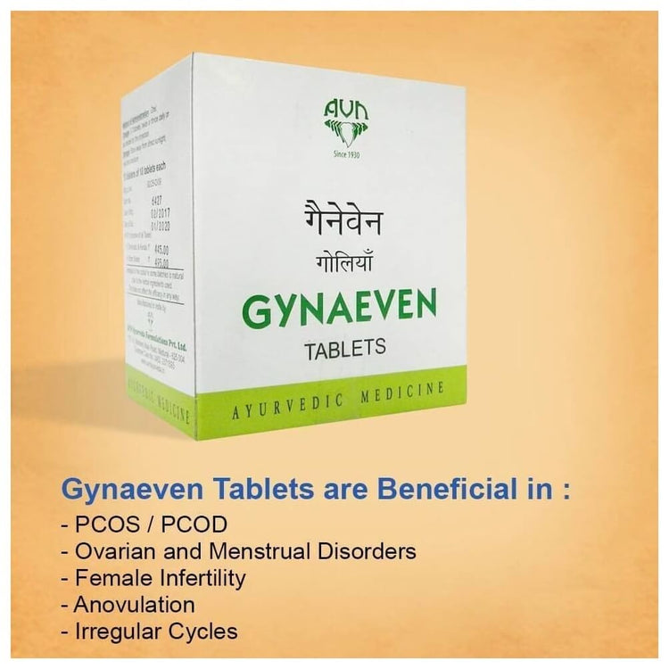 AVN Gynaeven Tablets : For treatment of PCOD, Irregular Periods (Menstrual Cycles), Female Infertility, Maintains Hormonal Balance (120 Tablets)