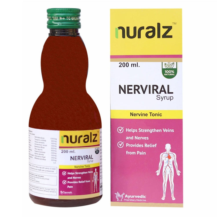 Nuralz Nerviral Syrup : For Nerves, Vein & Nervous System, Mind Relax Medicine (800 ml) (200 ml X 4)