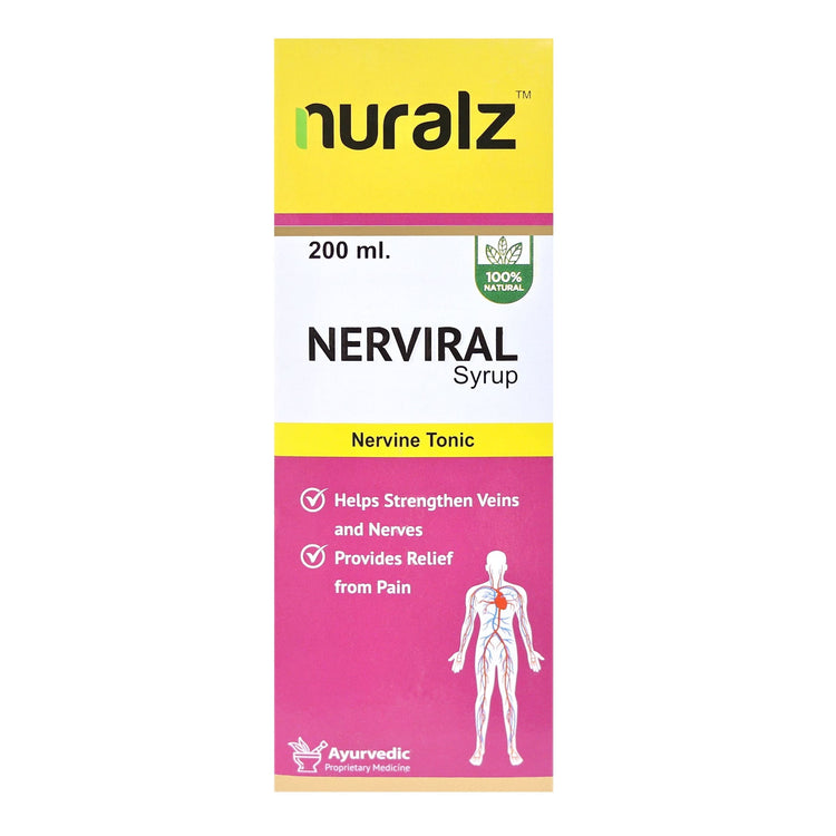 Nuralz Nerviral Syrup : For Nerves, Vein & Nervous System, Mind Relax Medicine (800 ml) (200 ml X 4)
