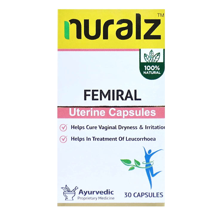 Nuralz Femiral Capsules : Helps Cure Vaginal Dryness & Irritation, Helps in Treatment of Leucorrhoea (60 Capsules) (30 Capsules X 2)