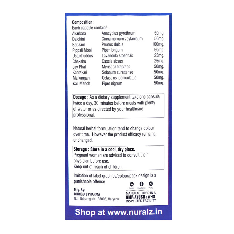 Nuralz Migronal Capsules : Helps in Migraine Relief, Soothes & Eases Discomfort, Combats Stress, Strain & Fatigue (30 Capsules)