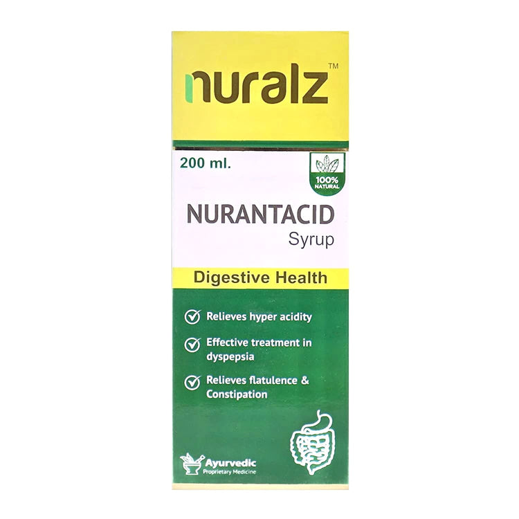 Nuralz Nurantacid Syrup : Helpful In Hyper Acidity, Gas Problems, Indigestion, Constipation, Improves Digestive Health (400 ml) (200 ml X 2)