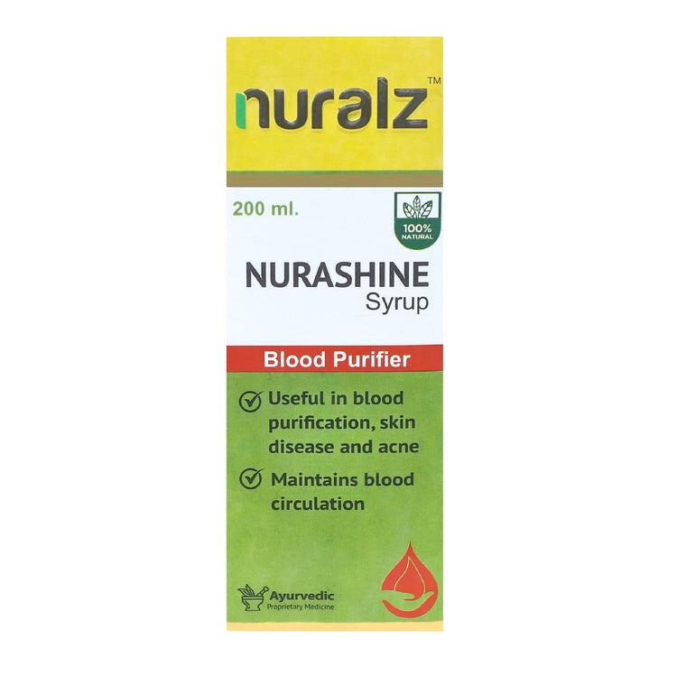 Nuralz Nurashine Syrup : Powerful Blood Purifier, Helps With Skin Health And Glow, Acne, Pimples, Maintains Blood Circulation (400 ml) (200 ml X 2)