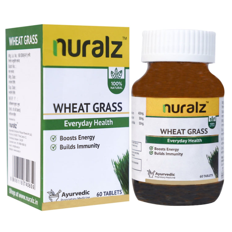 Nuralz Wheatgrass Tablets : Helpful for Weight Management, Supports in Digestion System (60 Tablets) - Uniherbs India