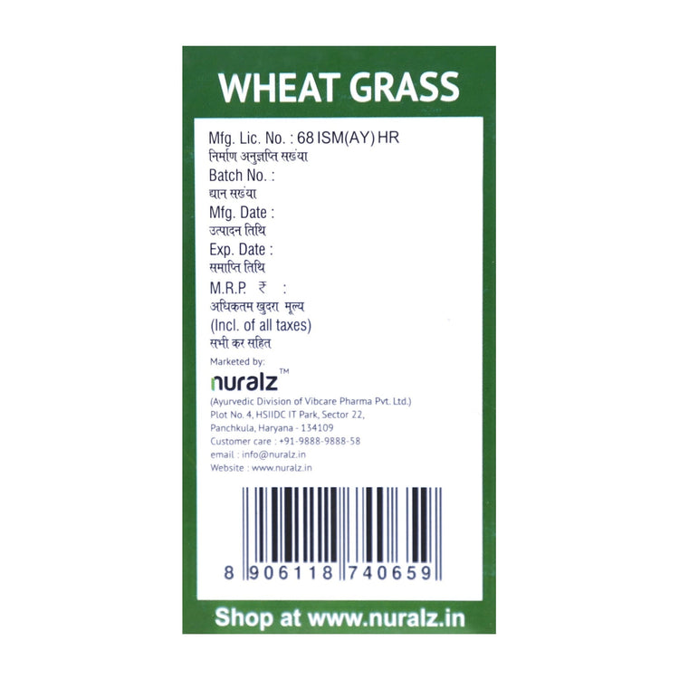 Nuralz Wheatgrass Tablets : Helpful for Weight Management, Supports in Digestion System (60 Tablets) - Uniherbs India