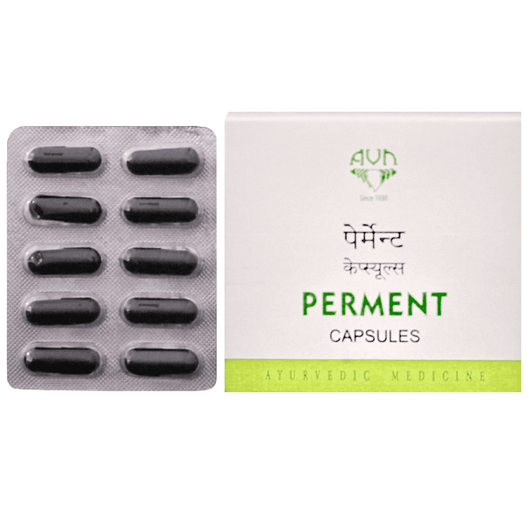 AVN Perment Capsules : Helpful in Anxiety, Depression, Lack of Memory & Concentration, High Blood Pressure, Skin Diseases, Peptic Ulcer (120 Capsules)