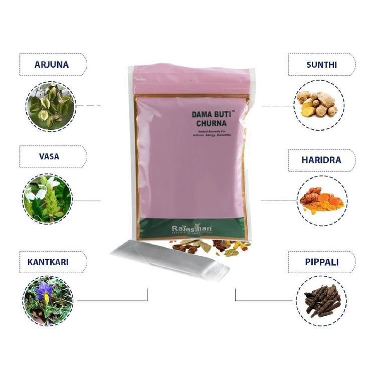 Rajasthan Aushadhalaya Dama Buti Churna - For Respiratory Care, Infections, Toxins, Allergens, Very Useful in Acute Bronchitis (135 grams)