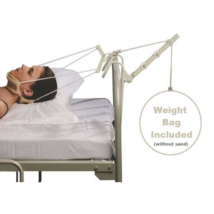Samson Cervical Traction Kit Portable and Ergonomically Designed to Fit Any Bed Side with Soft Padded Head Halter and with Weight Bag for Men and Women (For Sleeping Position) (Universal)