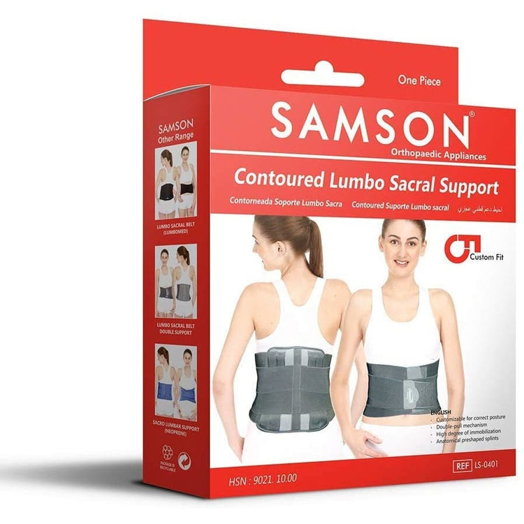 Samson Contoured Lumbo Sacral (LS) Support Belt Spinal, Acute and Chronic Lower Back Pain, Spondylosis, Osteoporosis, Slip Disc, Post Discectomy Care for Women and Men