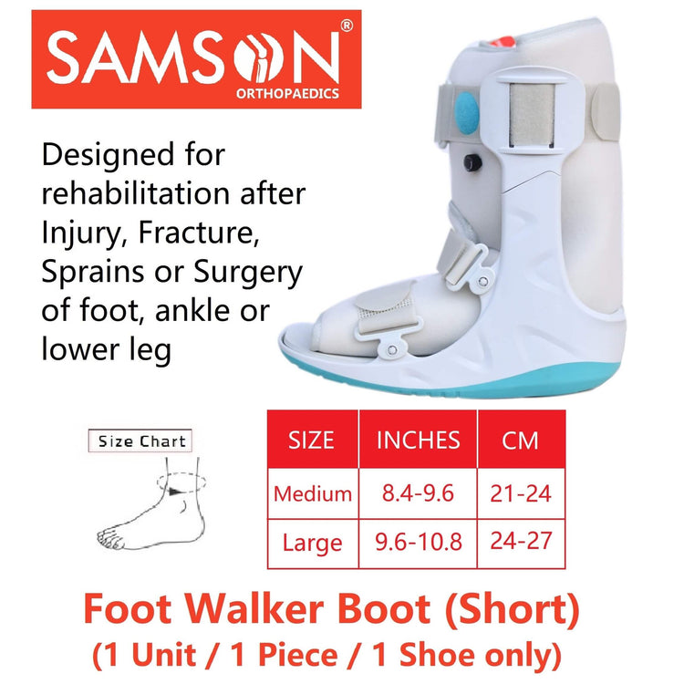 Samson Foot Walker (Boot) With Airway : Promotes Natural Gait, Reduces Plantar Pressure and Enhances Stability (For Full Protection and Rigid Immobilization) (Colour: Black / White / Grey As per Availaibility)