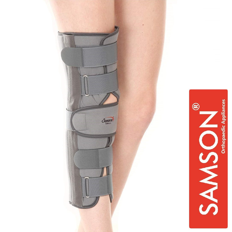 Samson Knee Immobilizer Brace (Long Type) - Lightweight Breathable Anatomically Shaped Knee Support for Dislocation, Fracture, Muscle / Ligament Injury and Sprains Fits Both Knee (Left or Right)