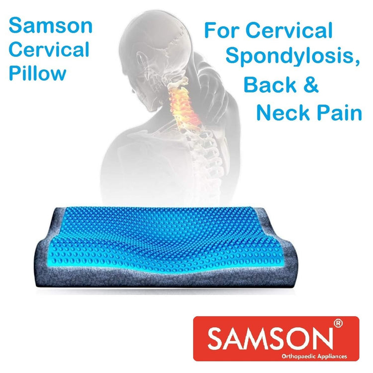 Samson Regular Cervical Pillow : Orthopedic Neck & Back Support - Ergonomically Designed, High Density PU Foam, Soft Cushiony Feel & Plush Looks (Universal Size)