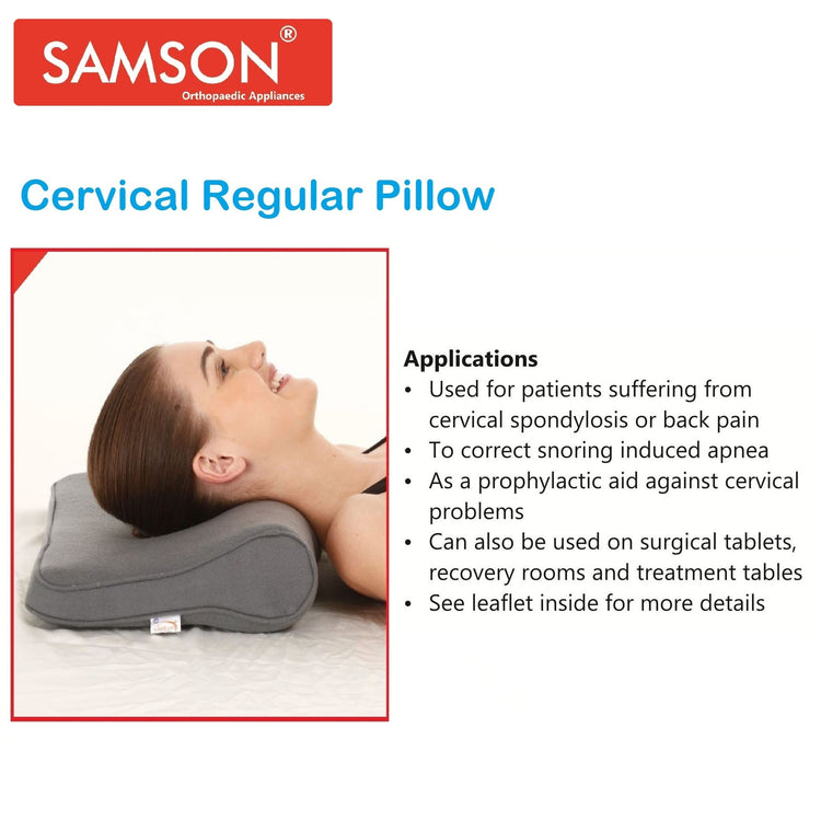 Samson Regular Cervical Pillow : Orthopedic Neck & Back Support - Ergonomically Designed, High Density PU Foam, Soft Cushiony Feel & Plush Looks (Universal Size)