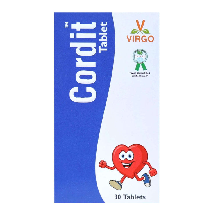Virgo Cordit Tablets : Corrects Lipid Profile, Improves Cardiac Efficiency, Useful in Hypertension (60 Tablets) (30 Tablets X 2)