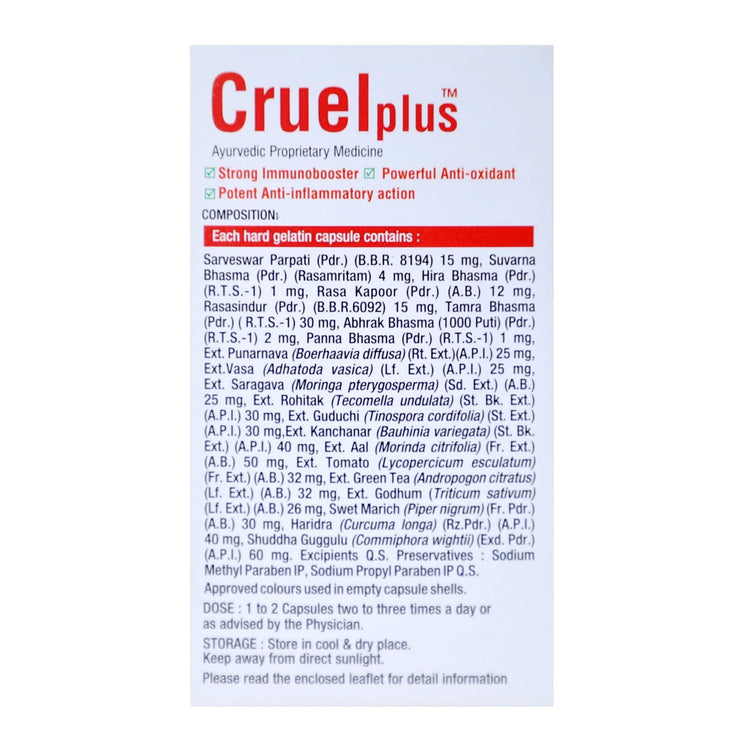 Virgo Cruel Plus Capsules : For Autoimmune Diseases, Strong Immunobooster, Anti-inflammatory Action (30 Capsules) - Uniherbs India