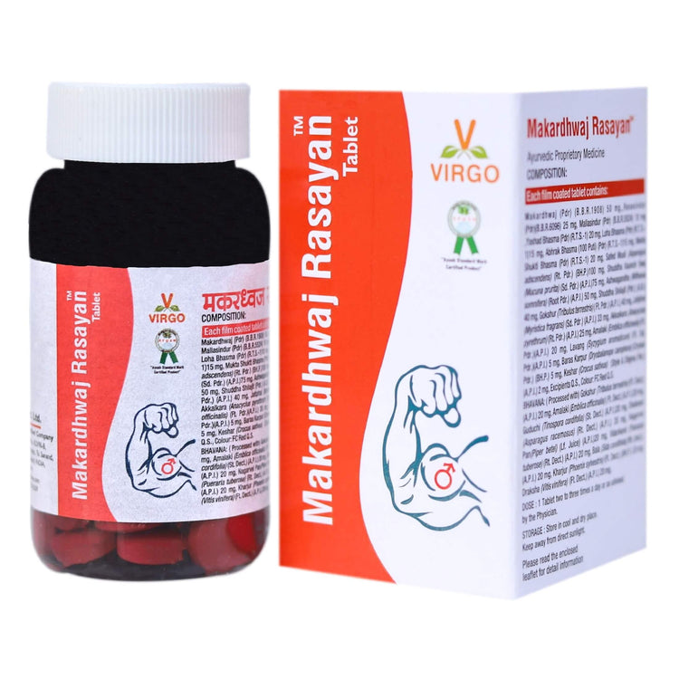Virgo Makardhwaj Rasayan Tablets : For Erectile Dysfunction, Premature Ejaculation, Improves Quality of Sperm (30 Tablets)
