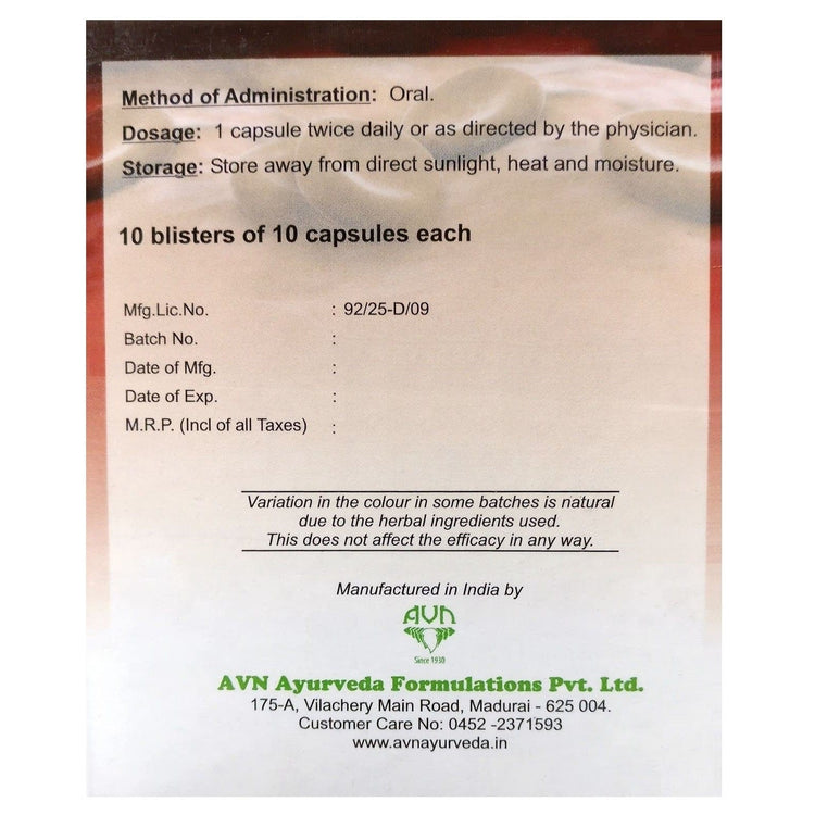 Uniherbs India Capsules AVN Xerfer Capsules : Helps in Anaemia, Improves Haemoglobin Level, Increase Red Blood Cells (RBC) Counts (100 Capsules)