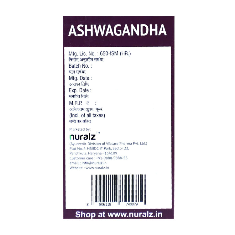 Uniherbs India Capsules Nuralz Ashwagandha Capsules : Herbal Supplement to Reduce Stress, Anxiety and Fatigue (30 Capsules)
