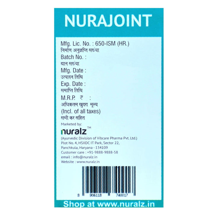 Uniherbs India Capsules Nuralz Nurajoint Capsules : Ayurvedic Medicine For Joints Pain, Mascular Pain, Knee Pain, Back Pain, Swelling (30 Capsules)