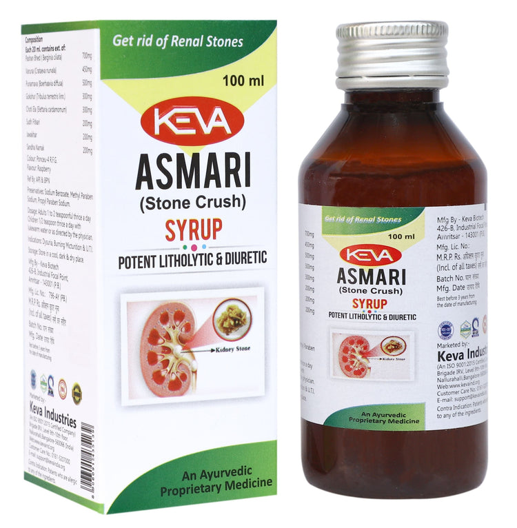Uniherbs India Syrup Keva Asmari (Stone Crush) Syrup (100 ml) : Helps to Prevent Recurrence of Stones, Helps in Urinary Infections, Possesses Diuretic and Demulcent Properties