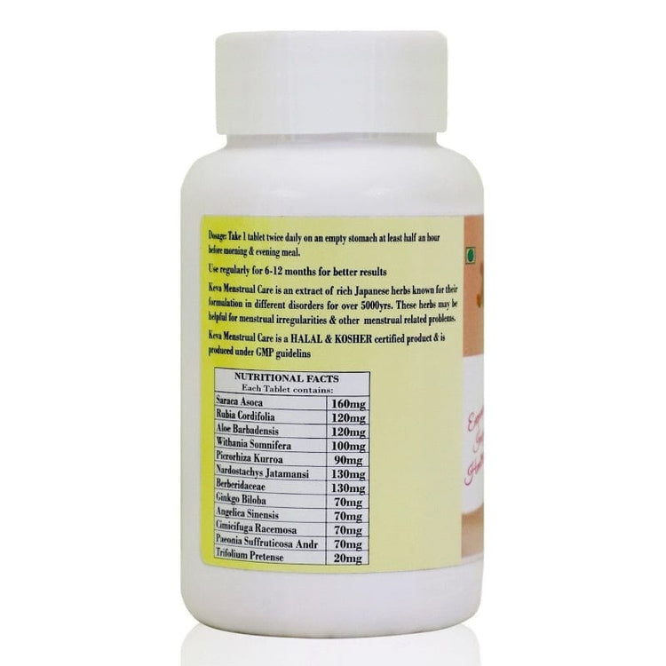 Uniherbs India Tablets Keva Menstrual Care Tablets (60 Tablets) : For Healthy Menstrual Cycle, Increase Female Fertility, Helps in Conception, Helps to Maintain pH of Vagina