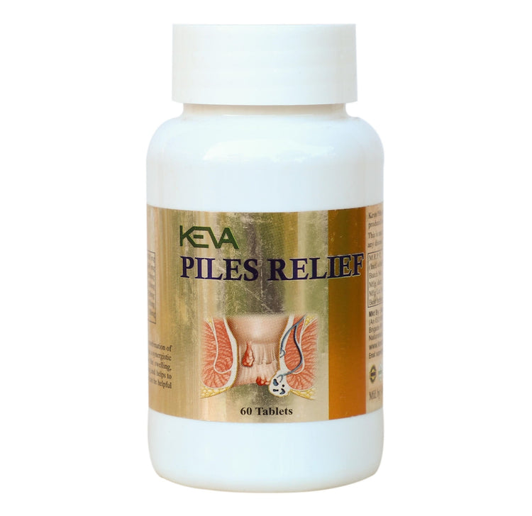 Uniherbs India Tablets Keva Piles Relief Tablets : Helpful in Internal and External Hemorrhoids, Piles, Anal Fissures, Pregnancy-induced Hemorrhoids (60 Tablets)