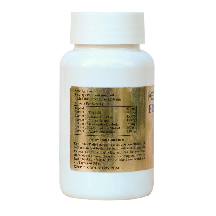 Uniherbs India Tablets Keva Piles Relief Tablets : Helpful in Internal and External Hemorrhoids, Piles, Anal Fissures, Pregnancy-induced Hemorrhoids (60 Tablets)