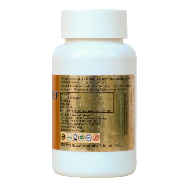 Uniherbs India Tablets Keva Piles Relief Tablets : Helpful in Internal and External Hemorrhoids, Piles, Anal Fissures, Pregnancy-induced Hemorrhoids (60 Tablets)