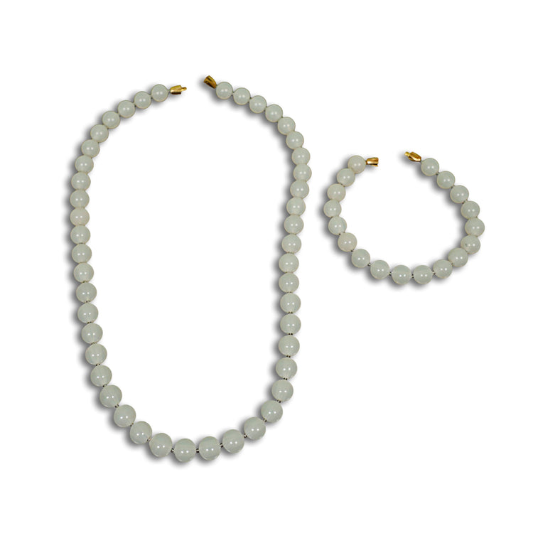 Conybio FIR Necklace and Bracelet Set : Helpful for Asthma, Heart Diseases, Blood Pressure - Beautiful Pearl White Necklace & Bracelet (1 Set)
