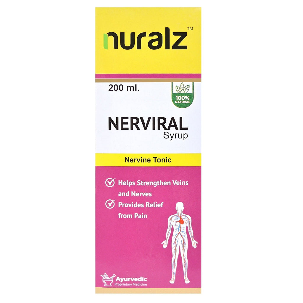Nuralz Nerviral Syrup : For Nerves, Vein & Nervous System, Mind Relax Medicine (800 ml) (200 ml X 4) - Uniherbs India