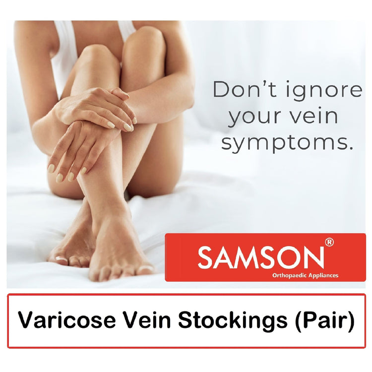 Samson Varicose Vein Stockings (Classic) (Pair) : For Varicose Veins, Blood Pools, Congestion, Spider Veins, DVT, Lymphedema (For Women & Men) (Thigh High)
