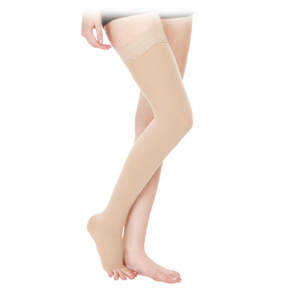 Samson Medical Compression Stockings (Class II) (Pair) - For Varicose Veins, Blood Pools, Congestion, Spider Veins, DVT, Lymphedema (For Women & Men) (Thigh High)