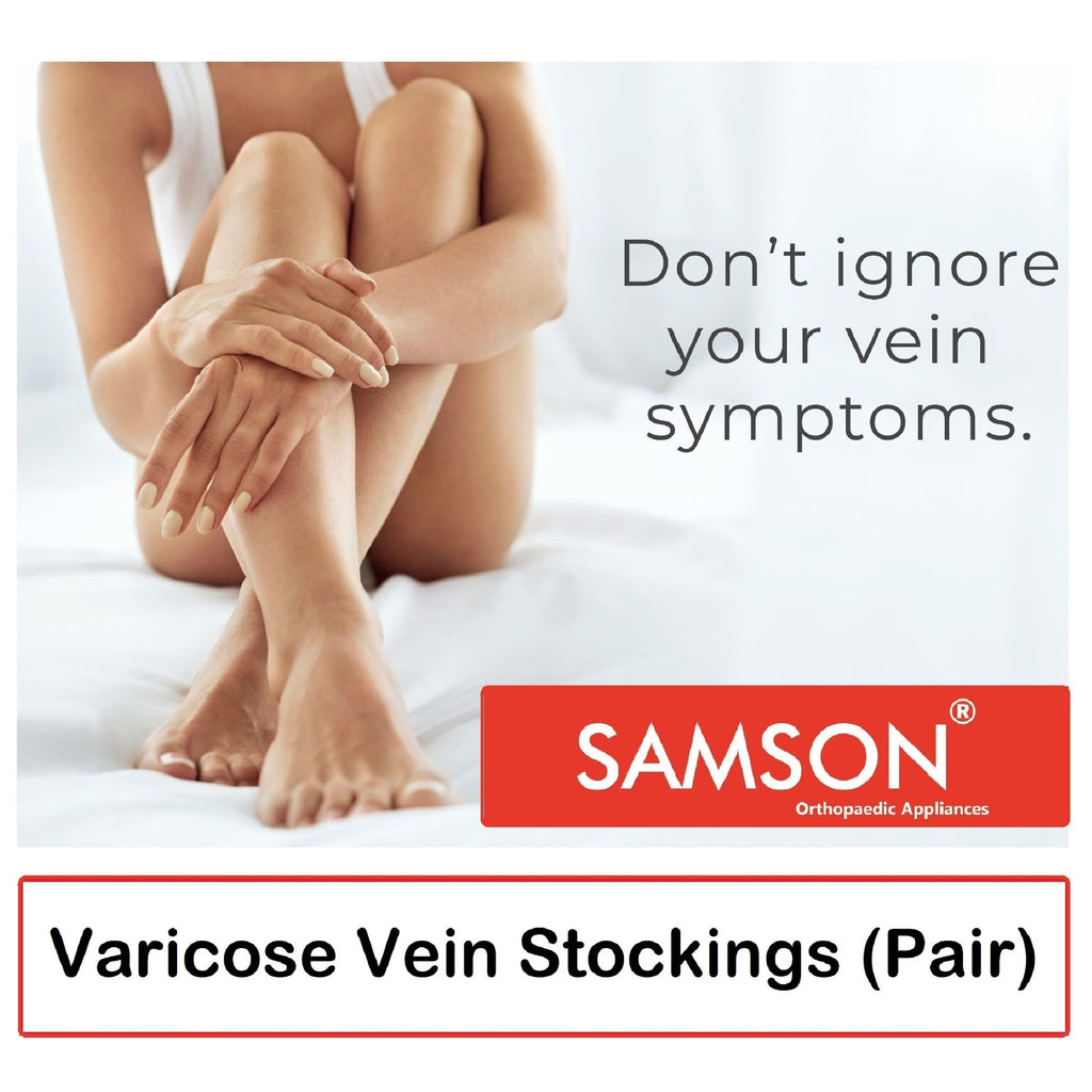 Samson Varicose Vein Stockings (Classic) (Pair) : For Varicose Veins, Blood Pools, Congestion, Spider Veins, DVT, Lymphedema (For Women & Men) (Knee High)