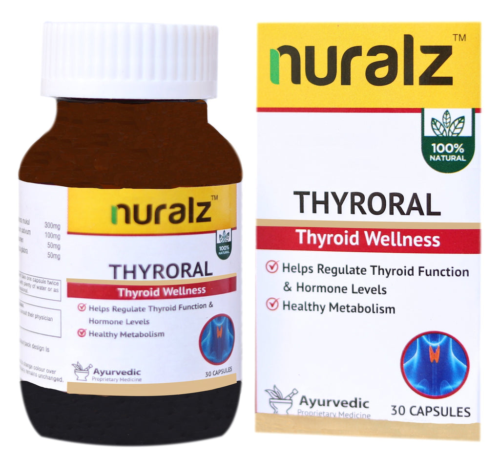 Nuralz Thyroral Capsules : Helps Regulate Thyroid Function and Hormone Level, Healthy Metabolism (30 Capsules)