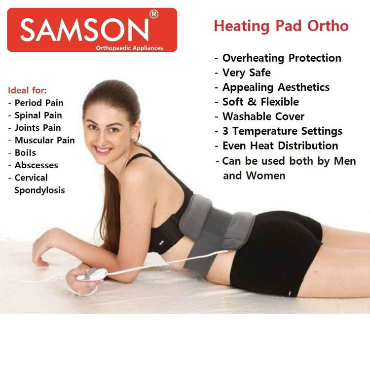 Samson Heating Pad Ortho (Electronic) : Ideal for Period Pain, Spinal Pain, Joints Pain, Muscular Pain, Boils, Abscesses, Cervical Spondylosis, Safe 4-Layer Insulation & Dual Thermostat, 3-Level Heating Control, Shock Proof (Standard - Regular)