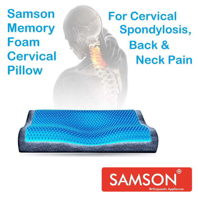 Samson Memory Foam Pillow : Ortho Neck & Back Support - Helps with Pain in Lumbar Spinal Region, Ergonomic Design, High Density PU Foam, Soft Cushiony Feel & Plush Looks, A Quality Product (Universal Size)