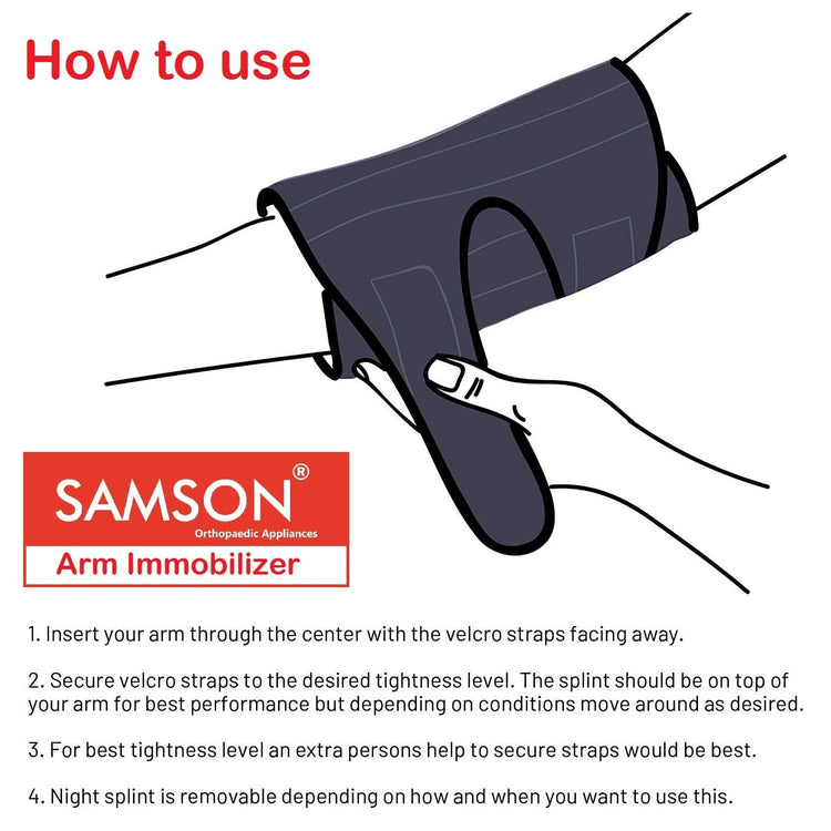 Samson Arm Immobilizer Brace (Elbow Splint Support) : Lightweight Breathable Anatomically Shaped Wrist Elbow Support for Dislocation, Fracture, Sprains & Broken Arm (Universal Size)