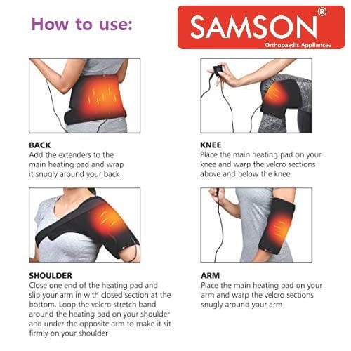 Samson Heating Pad Ortho (Electronic) : Ideal for Period Pain, Spinal Pain, Joints Pain, Muscular Pain, Boils, Abscesses, Cervical Spondylosis, Safe 4-Layer Insulation & Dual Thermostat, 3-Level Heating Control, Shock Proof (Standard - Regular)