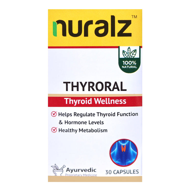 Nuralz Thyroral Capsules : Helps Regulate Thyroid Function and Hormone Level, Healthy Metabolism (30 Capsules)