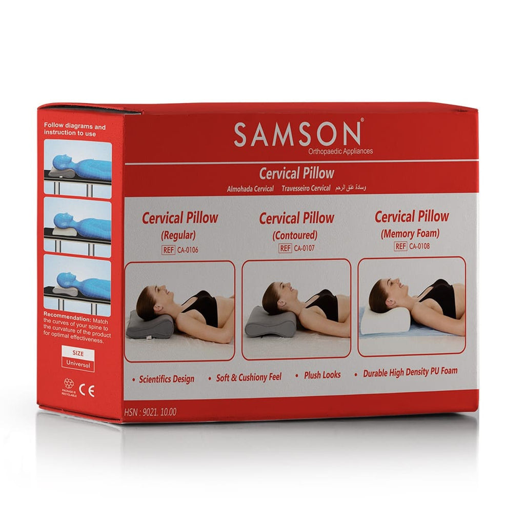 Samson Memory Foam Pillow : Ortho Neck & Back Support - Helps with Pain in Lumbar Spinal Region, Ergonomic Design, High Density PU Foam, Soft Cushiony Feel & Plush Looks, A Quality Product (Universal Size)