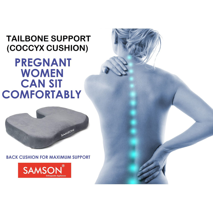 Samson Tailbone Support Pillow (COCCYX Cushion) With Memory Foam (For Sciatica, Coccyx, Orthopaedic, Tailbone, Piles, Hemorrhoid & Pregnancy) For Office, Home, Flights & Car (18" x 14" x 3") (Size : Universal)