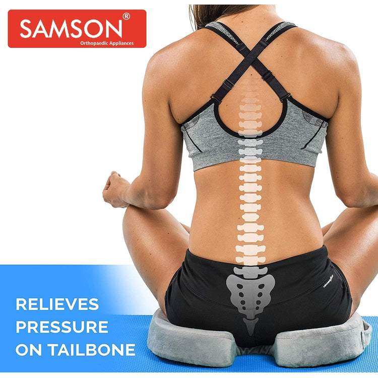 Samson Tailbone Support Pillow (COCCYX Cushion) With Memory Foam (For Sciatica, Coccyx, Orthopaedic, Tailbone, Piles, Hemorrhoid & Pregnancy) For Office, Home, Flights & Car (18" x 14" x 3") (Size : Universal)